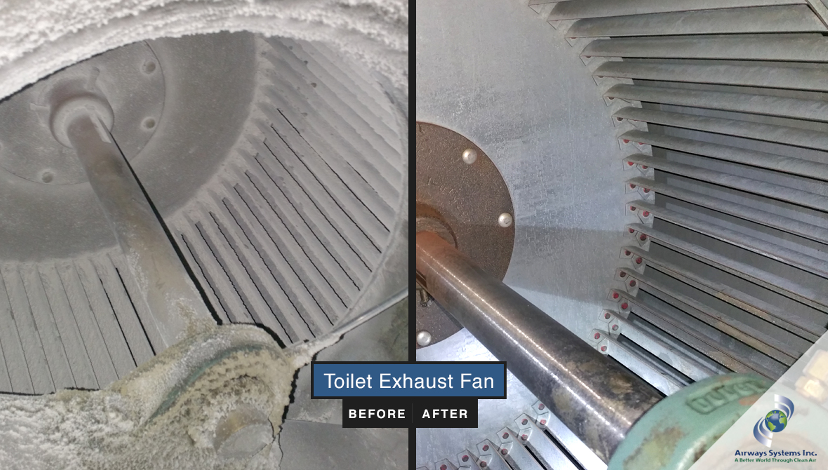 Toilet exhaust before and after cleaning by Airways Systems